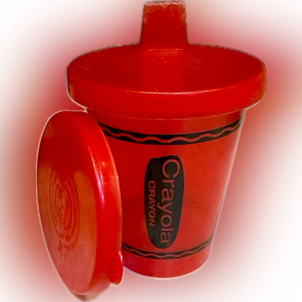 VTG Y2K RARE CRAYOLA CRAYON MUNCHKIN RED 3 PC SIPPY CUP TUMBLER SET LID DRINK